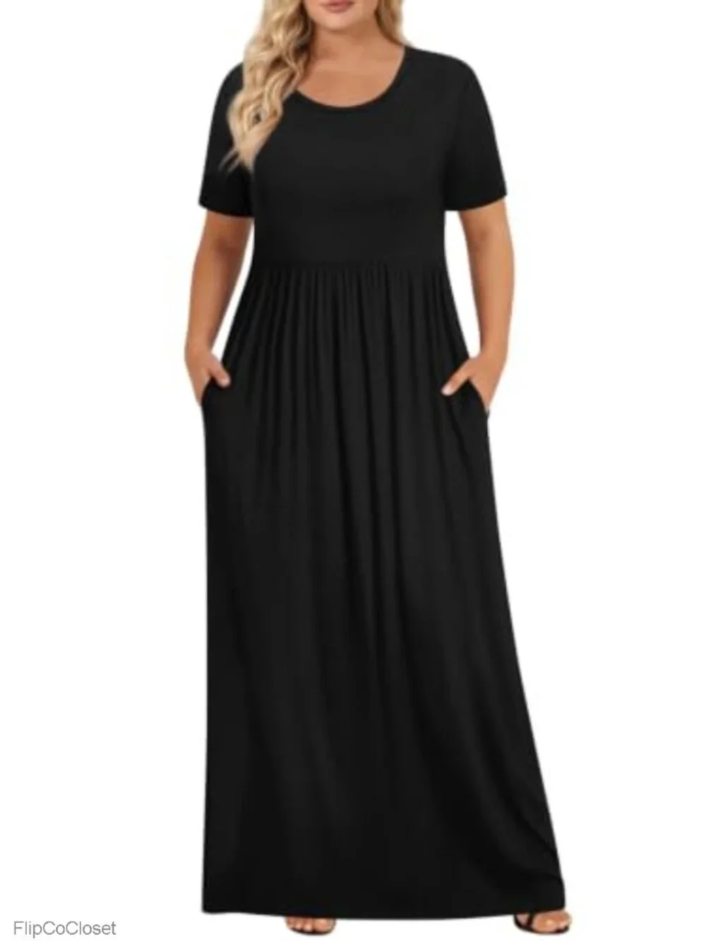 Plus Size Maxi Dress Women Casual Summer Outfits Rayon Spandex Fit Flare Pocket